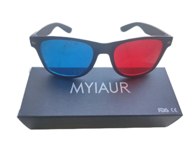 Myiaur 3D Movie Game Glasses 3D Red Blue Glasses for 3D Movies Games, 3D Viewing Glasses, Light Simple Design(Black)