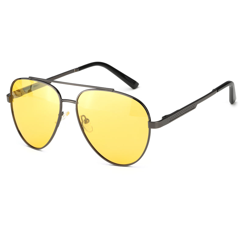 Buy Night Vision Black Frame Men Women Aviator Sunglasses for